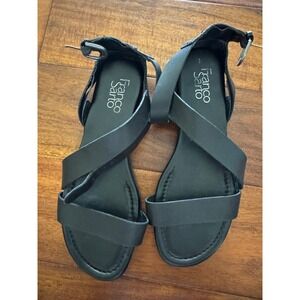 Franco Sarto Black Leather‎ Strappy Ankle Strap Sandals Women's Size 8 M